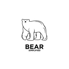 Bear outline line logo icon design vector illustration
