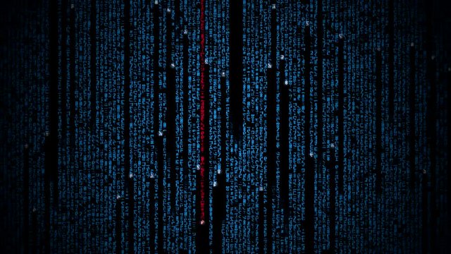  Cyberspace with green digital falling lines, abstract background, binary chain. Crypto space.Digital binary data, streaming code background. Matrix background. Programming / Coding / Hacker concept. 