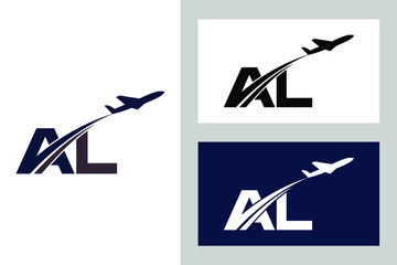 Initial Letter A and L with Aviation Logo Design, Air, Airline, Airplane and Travel Logo template.