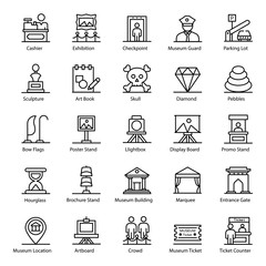  Museum Accessories Line Icons Pack 