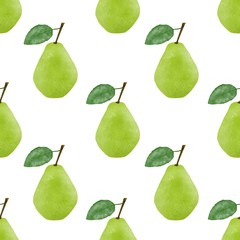seamless pattern with watercolor pear