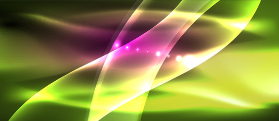 Abstract background. Shiny design neon waves with light effects, techno trendy design. Vector Illustration For Wallpaper, Banner, Background, Card, Book Illustration, landing page