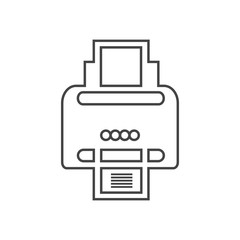 Printer with paper vector line icon