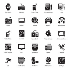  Entertainment Devices and Media Gadgets Solid Vectors Pack 