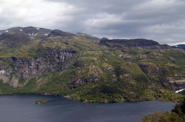 Railway travel in Norway.Views from the train. The Bergen - Oslo train. 
