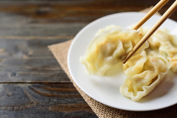 Steamed wonton dumpling stuffed with minced pork and shrimp, Asian food