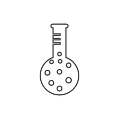 Laboratory beaker line icon. Сhemical experiment in flask. Сhemistry and biology symbol.