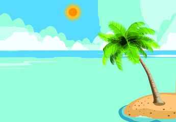 illustration of an island with palm trees on the beach