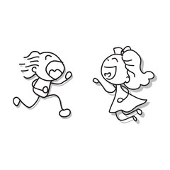 Hand drawing abstract people happy kids playing togerther vector illustration