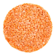 Brown lentils isolated on a white background. Top view.