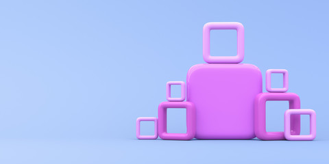 Obraz premium Stack of cubes on a blue background. 3d render illustration.