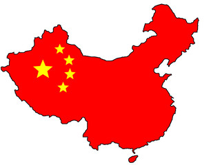 Fototapeta premium map of china with flag on white background