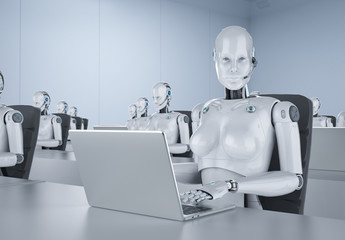 Female cyborgs in office