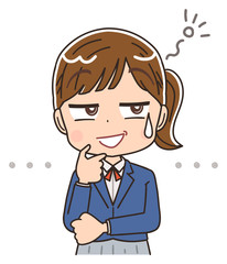 女子高生のイラスト 女子 女  中学生 ブレザー マンガ アニメ