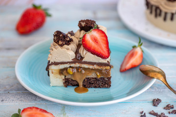 Vegan cake made from coconut milk and coconut sugar cream