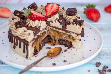 Vegan cake made from coconut milk and coconut sugar cream