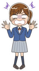 女子高生のイラスト 女子 女  中学生 ブレザー マンガ アニメ