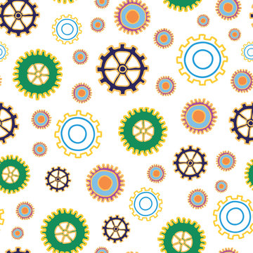 Spare Parts cogs and gears seamless repeat vector pattern surface design
