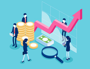 Financial administration. Business finance and investment concept. Flat isometric vector style