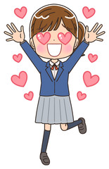 女子高生のイラスト 女子 女  中学生 ブレザー マンガ アニメ