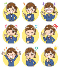 女子高生のイラスト 女子 女  中学生 ブレザー マンガ アニメ