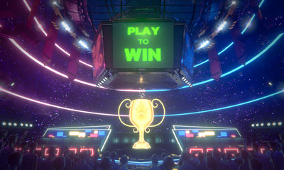  E-sport arena, 3d rendering illustration. © ziiinvn