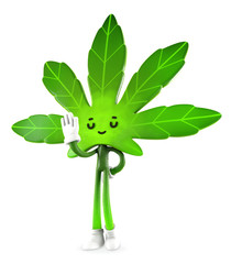  Cannabis  boy  in ban pose , Character design, 3d rendering illustration.