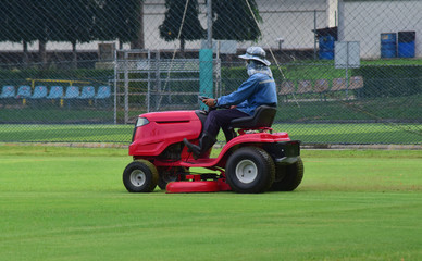 Small mower that keeps mowing football field 