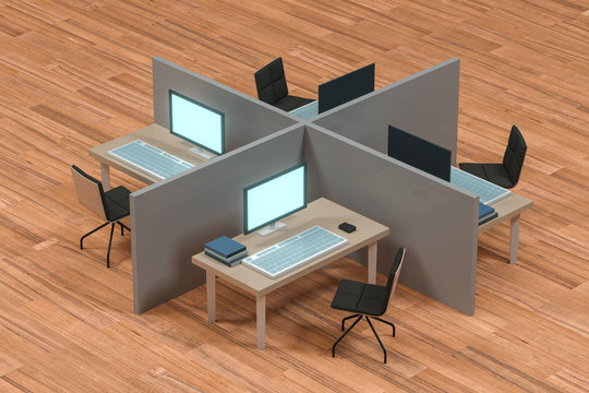 Office model with wooden floor,abstract conception,3d rendering.
