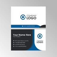 Simple Clean Blue business card design, professional name card template vector