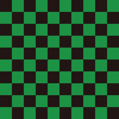 市松模様　黒×緑　L