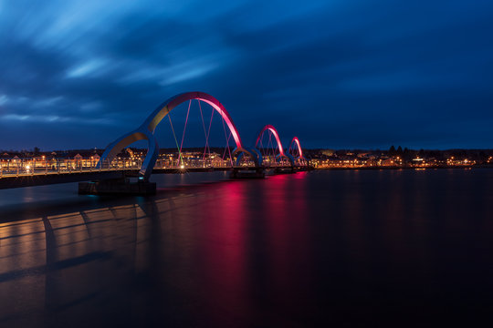 S&ouml;lvesborgsbron bridge in Bleking Sweden. With 756 meters it's one of the longest pedestrian bridges in Europe
