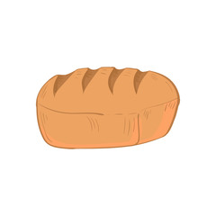 Vector illustration with bread loaf icon in flat style. Highlighted on a white background. For bakery or cafe menu