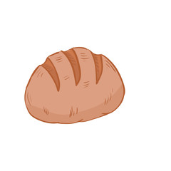 Vector illustration with round bread loaf icon in flat style. Highlighted on a white background. For bakery or cafe menu