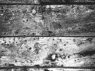 Distress wooden planks texture. Black and white grunge background.