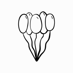 Balloons doodle icon. Drawing by hand. Vector illustration.