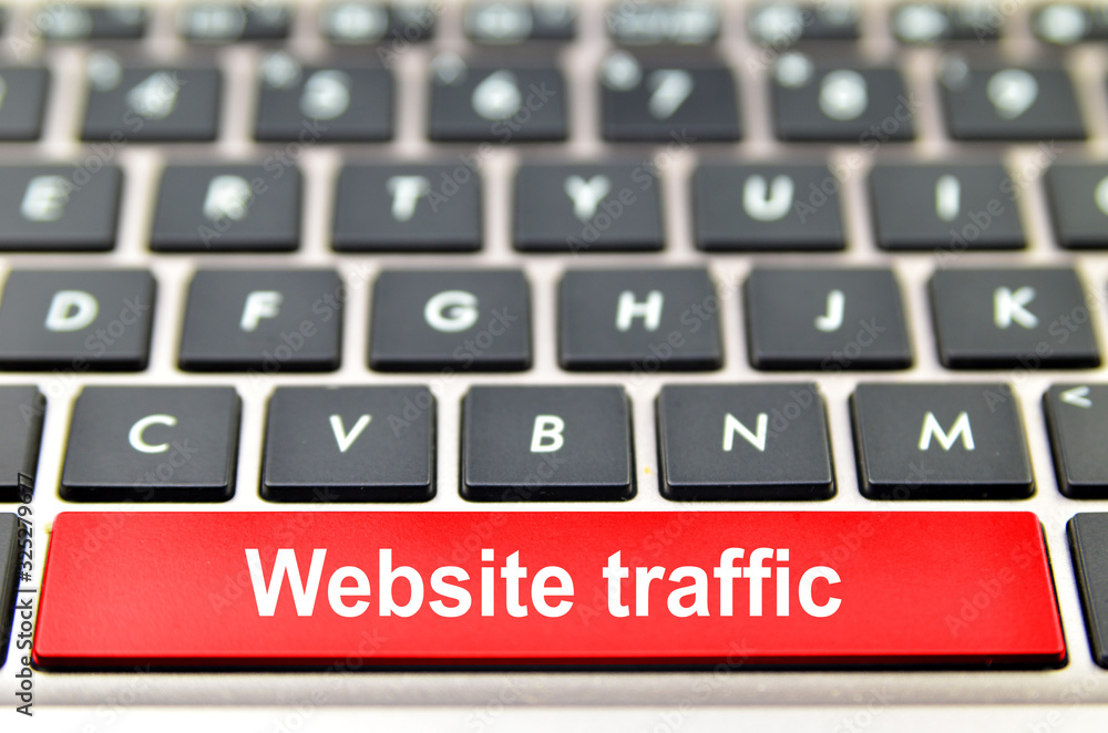 Poster website traffic word on computer space bar