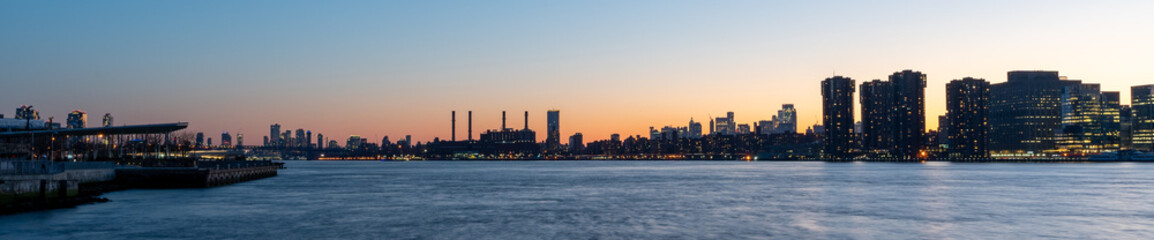 New York, NY/USA - February 22, 2020: New York City Skyline at Sunset