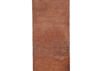 Dark Brown Bare cement Texture Isolated on White Background. Texture old stucco surface with cracks. Red Brick Isolated on White Background.