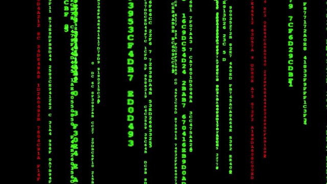  Cyberspace with green digital falling lines, abstract background, binary chain. Crypto space.Digital binary data, streaming code background. Matrix background. Programming / Coding / Hacker concept. 