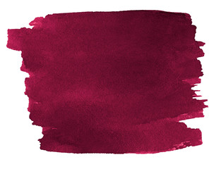 Dark Burgundy watercolor is a trendy color, bright, isolated spot with stains and borders. Bloody smear watercolor frame with copy space for text.