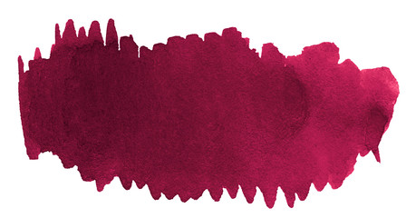 Dark Burgundy watercolor is a trendy color, bright, isolated spot with stains and borders. Bloody smear watercolor frame with copy space for text.