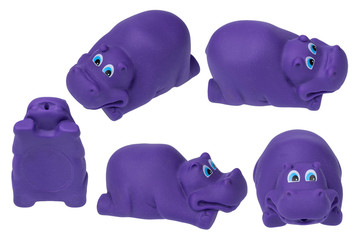  Toy for the bathroom on a white background, purple hippo
