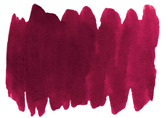 Dark Burgundy watercolor is a trendy color, bright, isolated spot with stains and borders. Bloody smear watercolor frame with copy space for text.