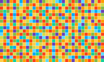 Multicolor abstract disco background. Vector square pixel mosaic. High quality vector template.