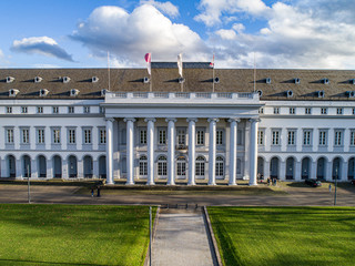 Obraz premium Koblenz City in Rhineland Palantino - Germany - aerial shot of historic German palace Building wit hhuge park