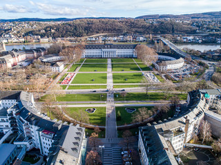 Koblenz City in Rhineland Palantino - Germany - aerial shot of historic German palace Building wit...