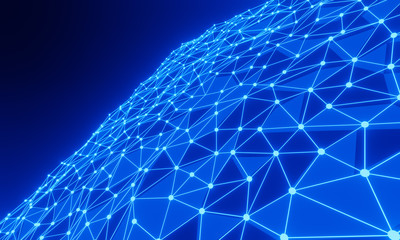 Glowing geometric line background in 3D rendering technology