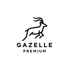 impala gazelle logo run jump lone outline simple minimal icon vector abstract deer antelope - obrazy, fototapety, plakaty