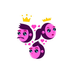 Fototapeta premium monkey family vector icon with crown kingdom sticker head animal